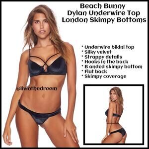 Dylan Velvet Underwire Bikini Top and London Skimpy Bikini Bottoms XL/L $240